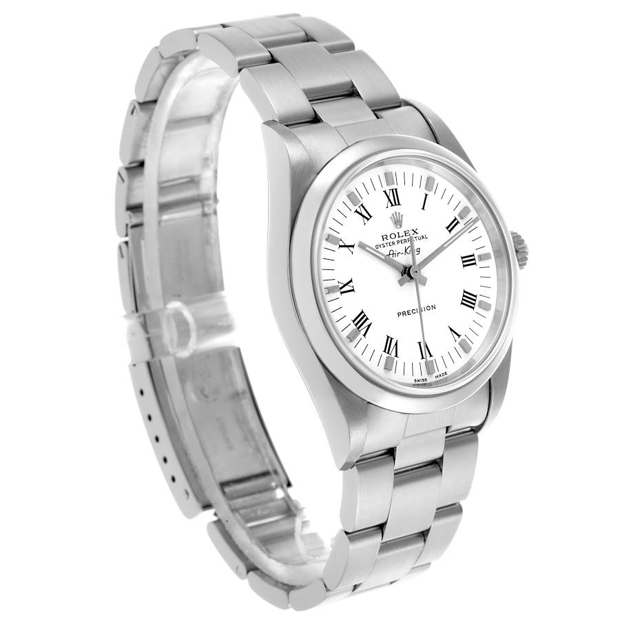 Montre réplique pour homme : Rolex Air King, cadran blanc, lunette lisse, acier, 14000 — parfaite – Photo 3