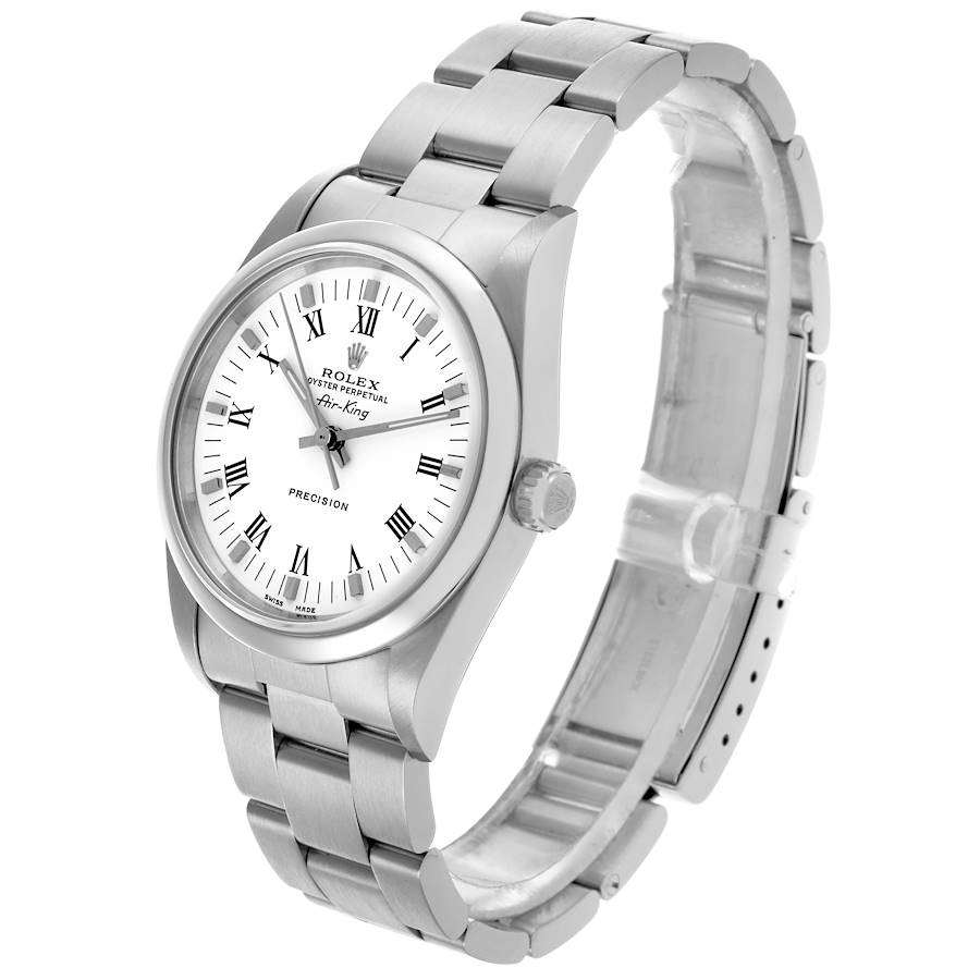Montre réplique pour homme : Rolex Air King, cadran blanc, lunette lisse, acier, 14000 — parfaite – Photo 4