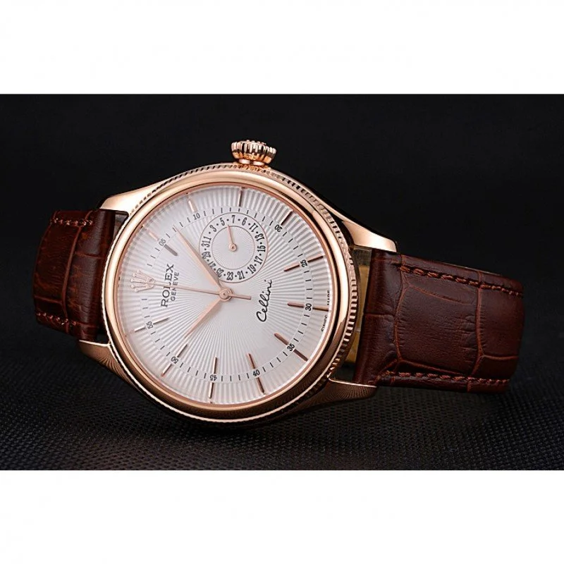Montre réplique : Rolex Cellini 38 mm, cadran blanc — précise – Photo 3