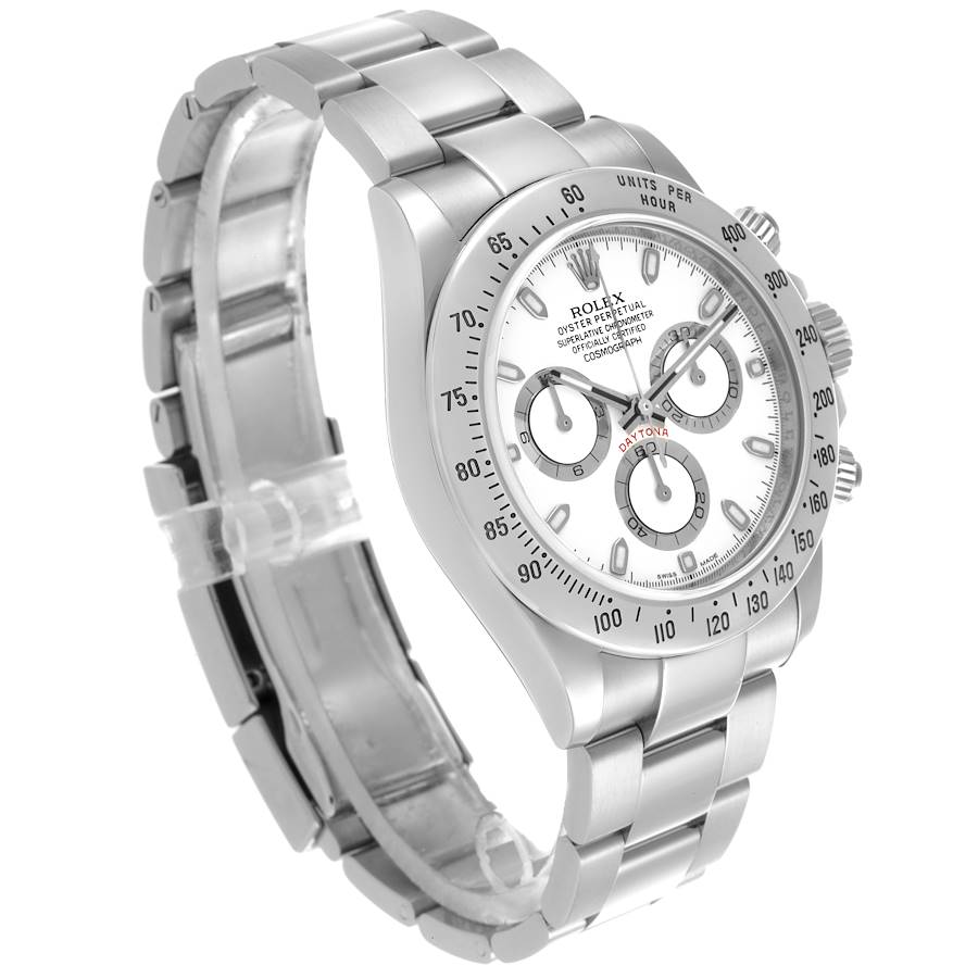 Montre réplique pour homme : Rolex Daytona Cosmograph, cadran blanc, acier, 116520 — actuelle – Photo 3
