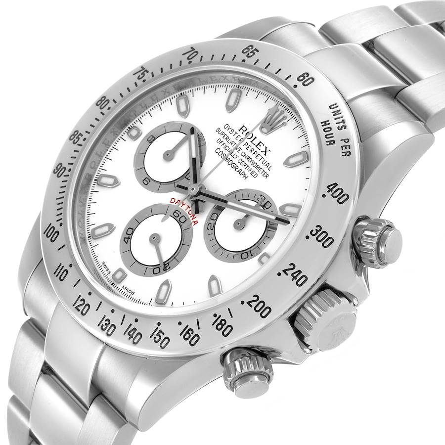 Montre réplique pour homme : Rolex Daytona Cosmograph, cadran blanc, acier, 116520 — actuelle – Photo 5