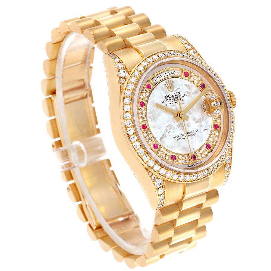 Montre réplique pour homme : Rolex President Day-Date, nacre, diamants, rubis, Myriad, cadran, 118388 — glamour – Photo 3
