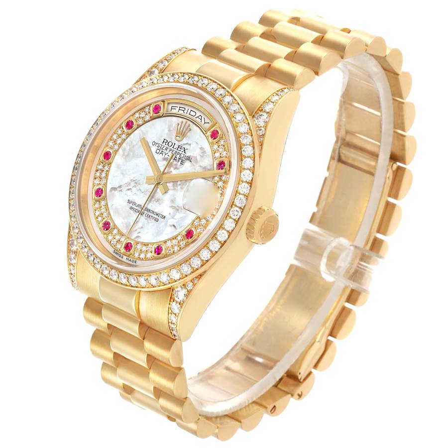 Montre réplique pour homme : Rolex President Day-Date, nacre, diamants, rubis, Myriad, cadran, 118388 — glamour – Photo 4
