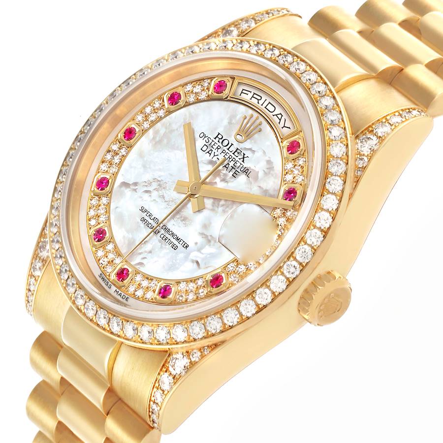 Montre réplique pour homme : Rolex President Day-Date, nacre, diamants, rubis, Myriad, cadran, 118388 — glamour – Photo 5