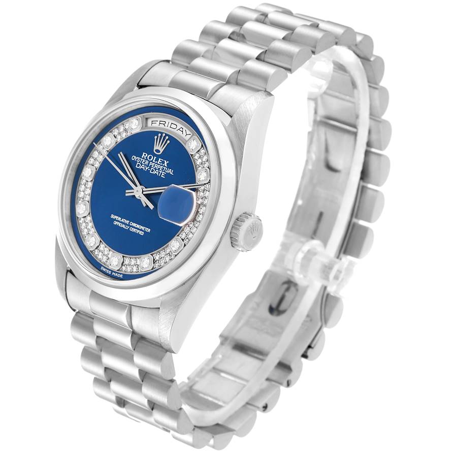 Montre réplique pour homme : Rolex President Day-Date, platine, Myriad, cadran serti de diamants, 18206 — d’une grande finesse – Photo 4
