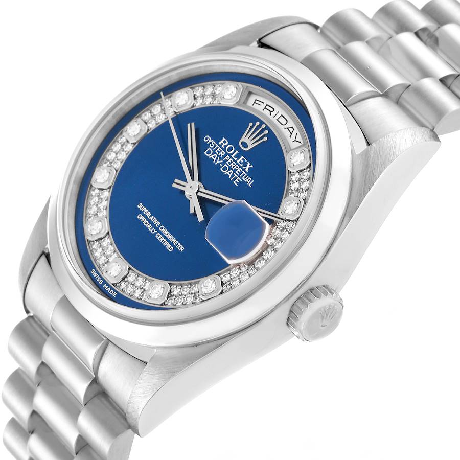 Montre réplique pour homme : Rolex President Day-Date, platine, Myriad, cadran serti de diamants, 18206 — d’une grande finesse – Photo 5