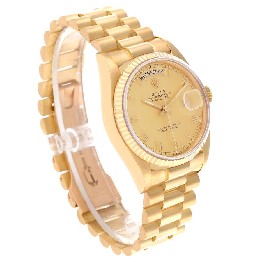 Montre réplique pour homme : Rolex President Day-Date, or jaune, cadran champagne, 18038 — gracieuse – Photo 3
