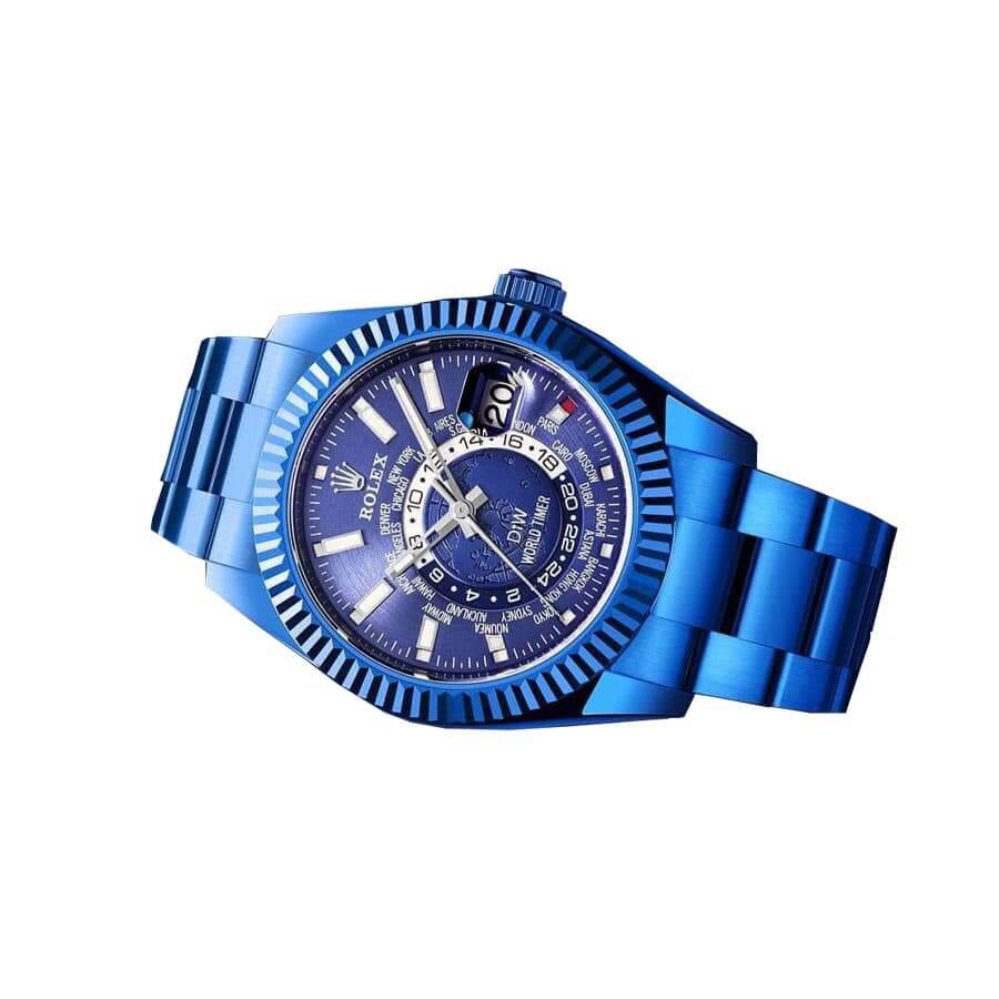 Montre réplique : Rolex Sky-Dweller World Timer, bleu, DLC — pour collectionneurs – Photo 3